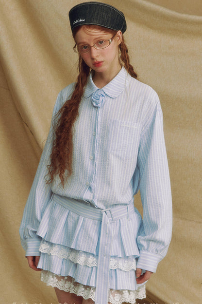 Floral Lace Pleated Dress