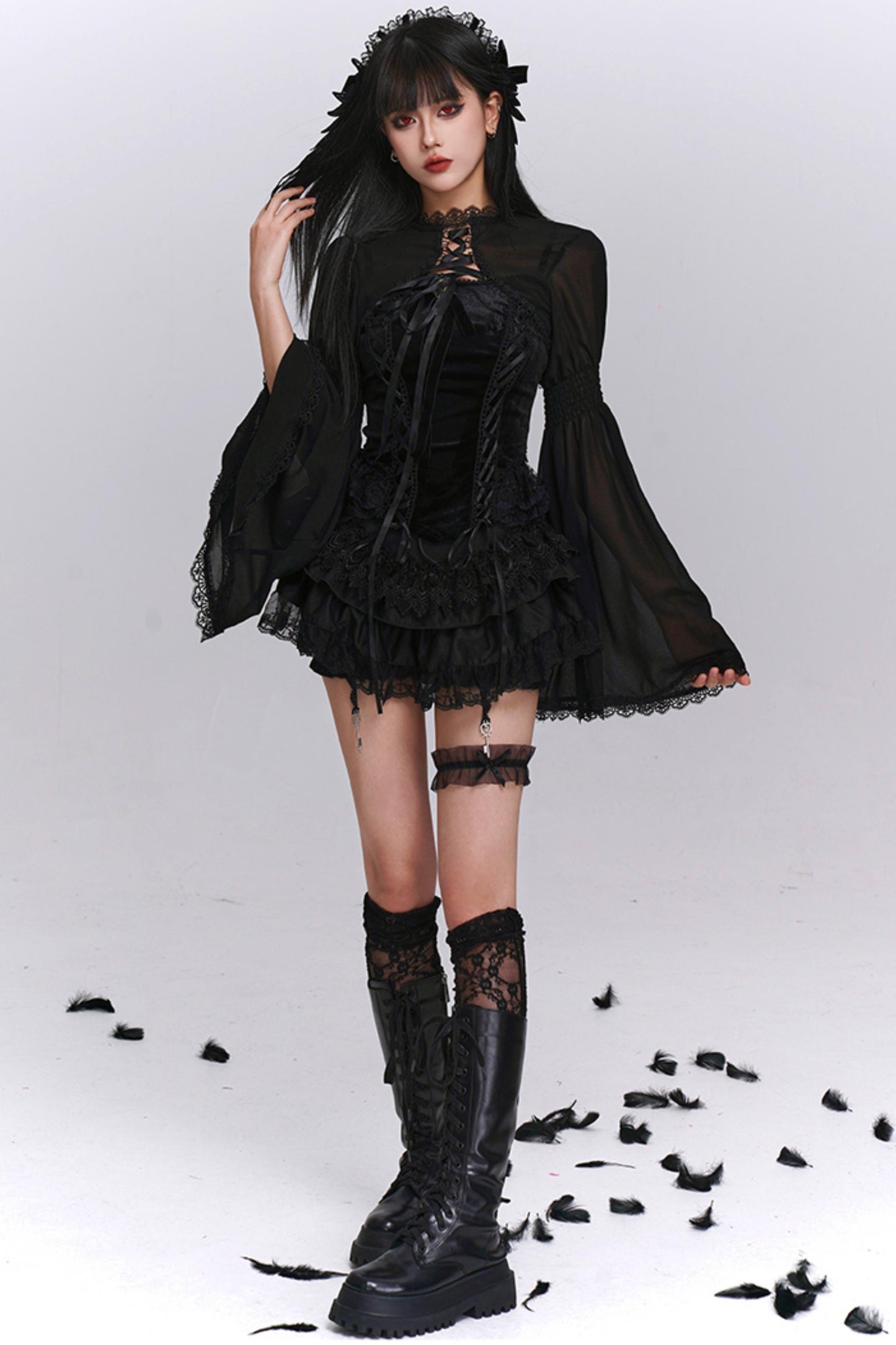 Black Puffy Black Culotte Set-Up