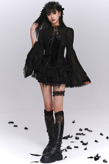 Black Puffy Black Culotte Set-Up