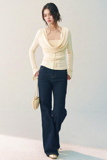 Sequined Swing-Collar Top