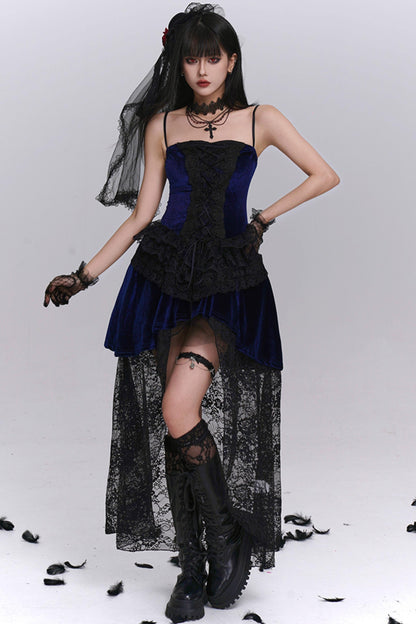 Stunning Blue Gothic Camisole Dress Set-Up