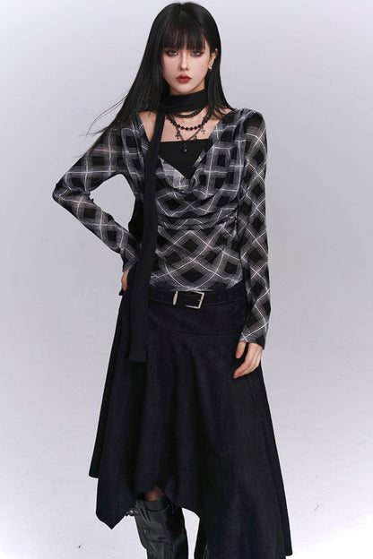 Black And Brown Plaid Top