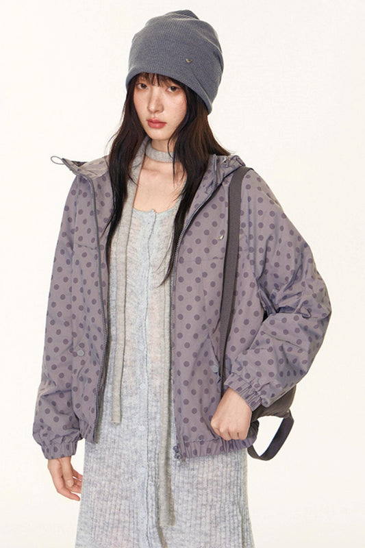 Autumn Polka Dot Hooded Jacket