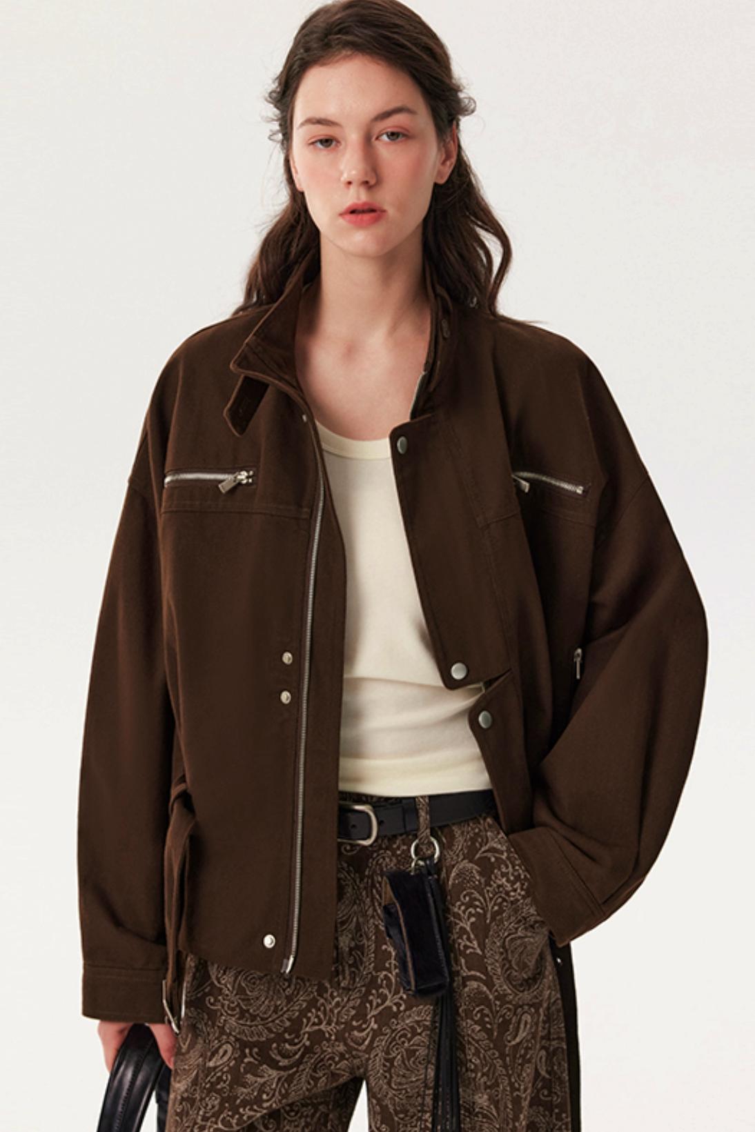 Silhouette Distressed Lace-Up Jacket