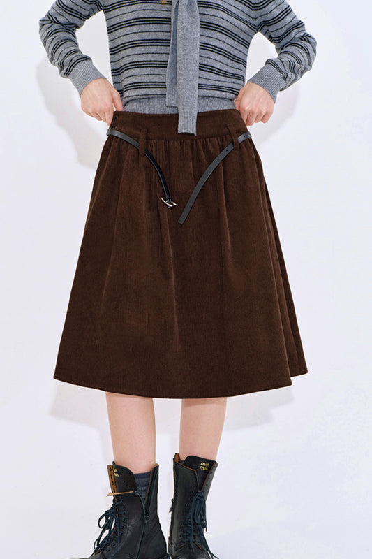 Vintage Corduroy Pleated Skirt