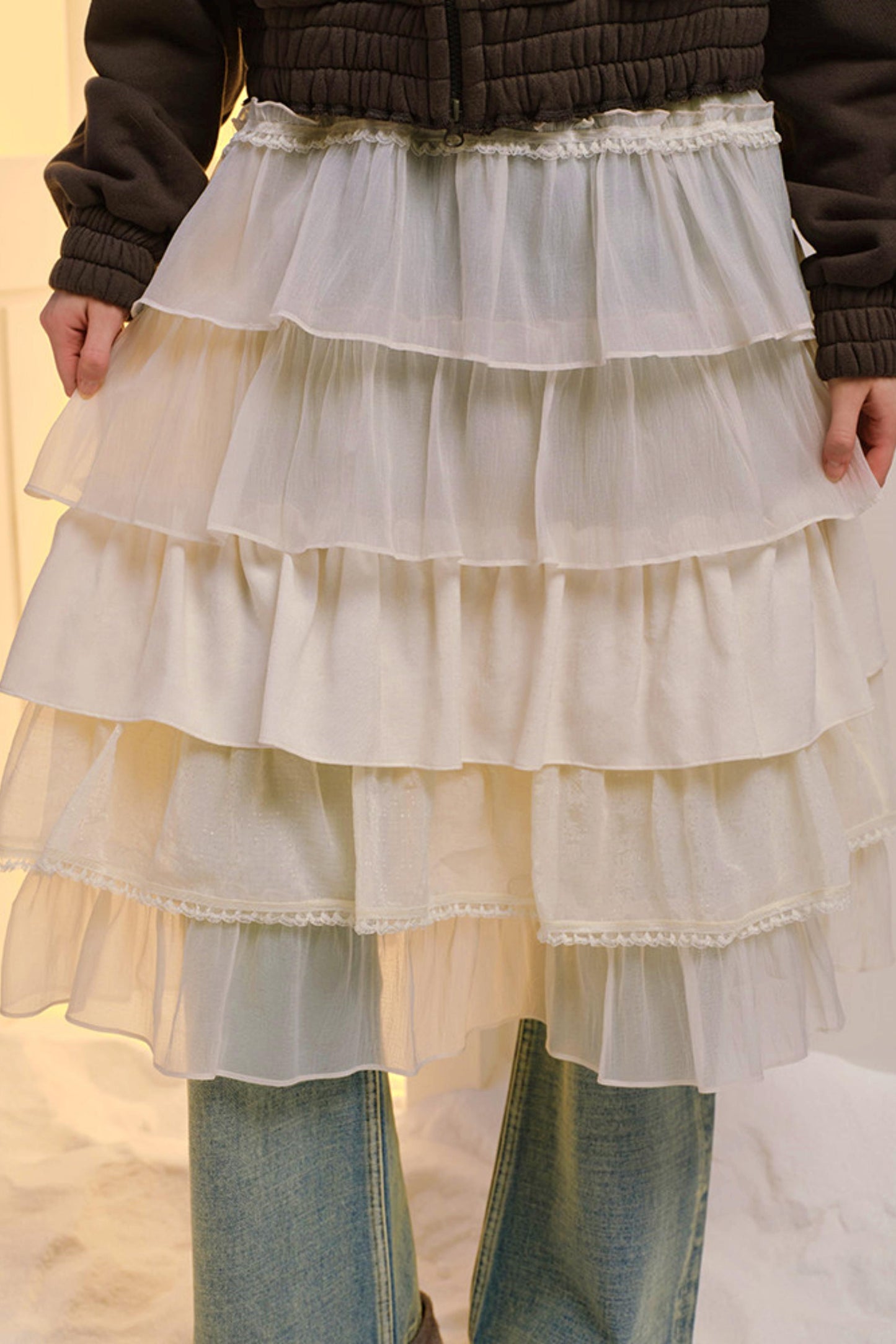 Hand-Dyed French Ruffled Skirt