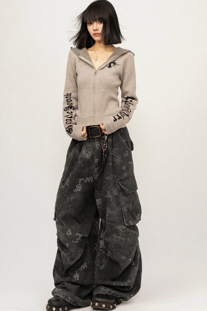 Retro Knit Hooded Cardigan