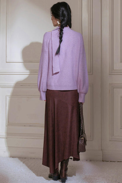 Violet Wool Lantern Sleeve Sweater