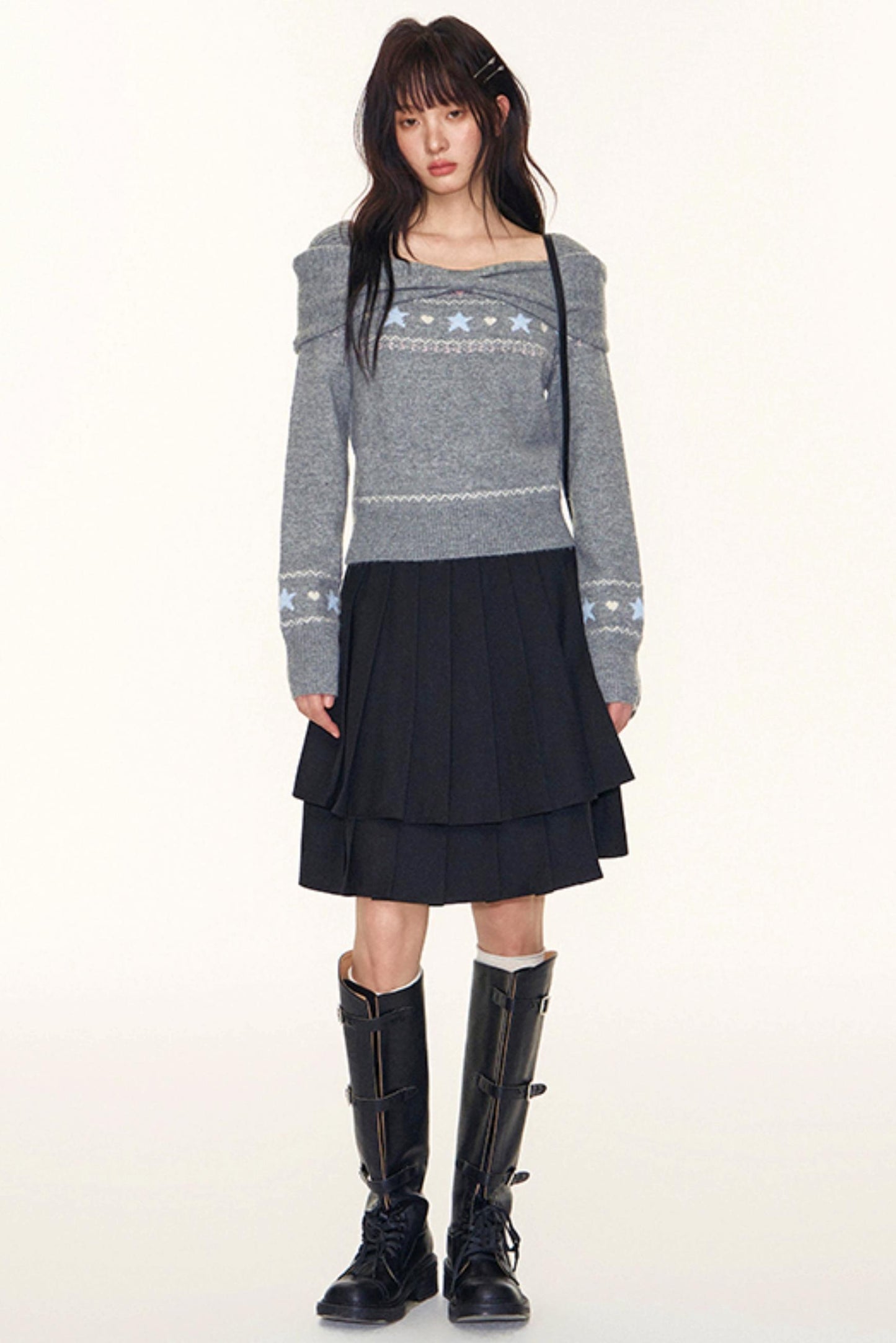 Double-Layer Pleated Skirt