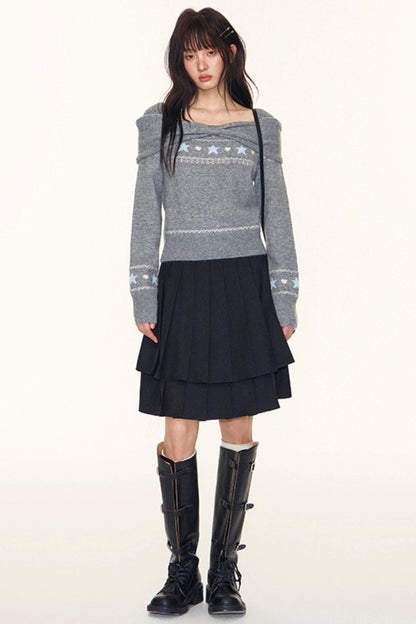 Double-Layer Pleated Skirt