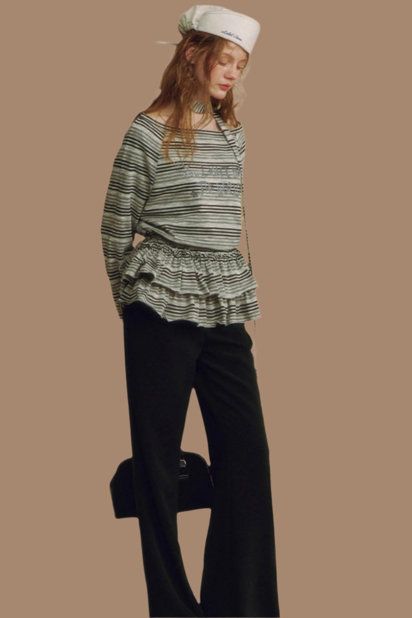 Chic Black Lace-Trimmed Wide Leg Pants