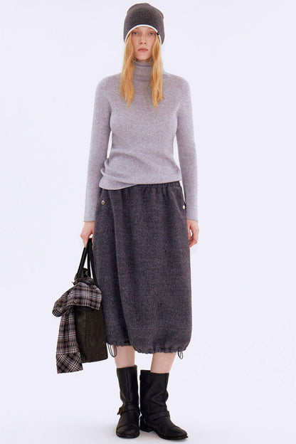 Gray Wool Drawstring Skirt