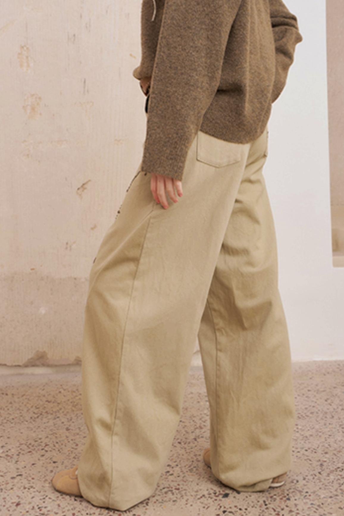 Hot Diamond Loose Wide-Leg Pants