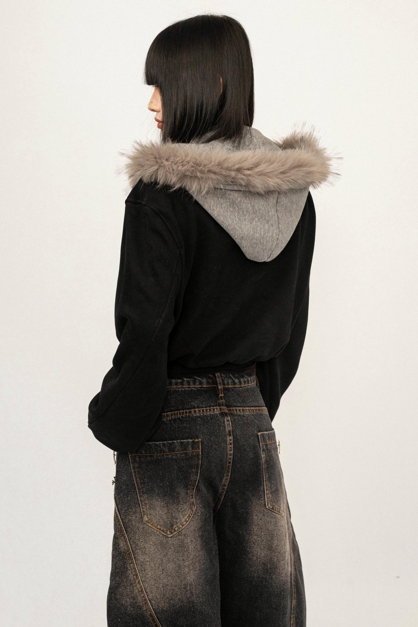 Thickened Stitching Fake Two Sweatshirt Jacket