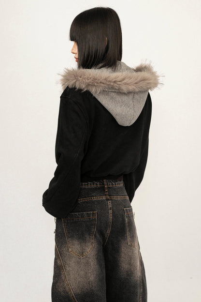 Thickened Stitching Fake Two Sweatshirt Jacket