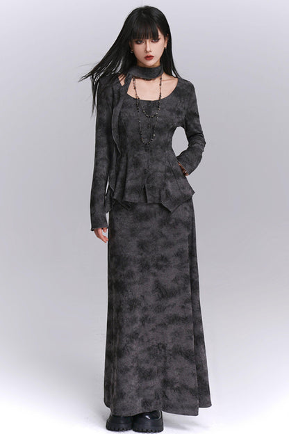 Good-Looking Noble Gray Skirt Set-Up