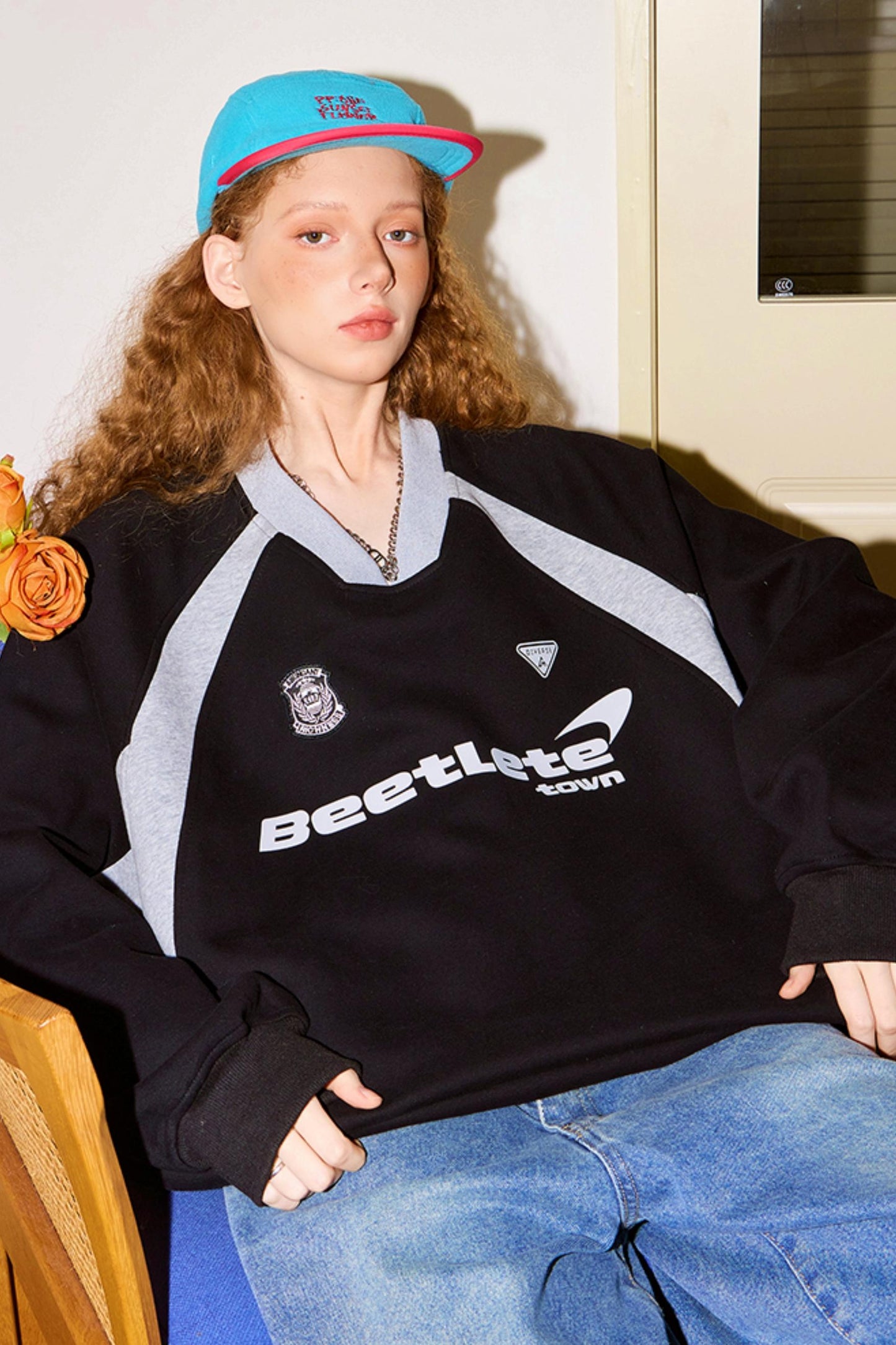 Retro V-Neck Color-Block Sweater