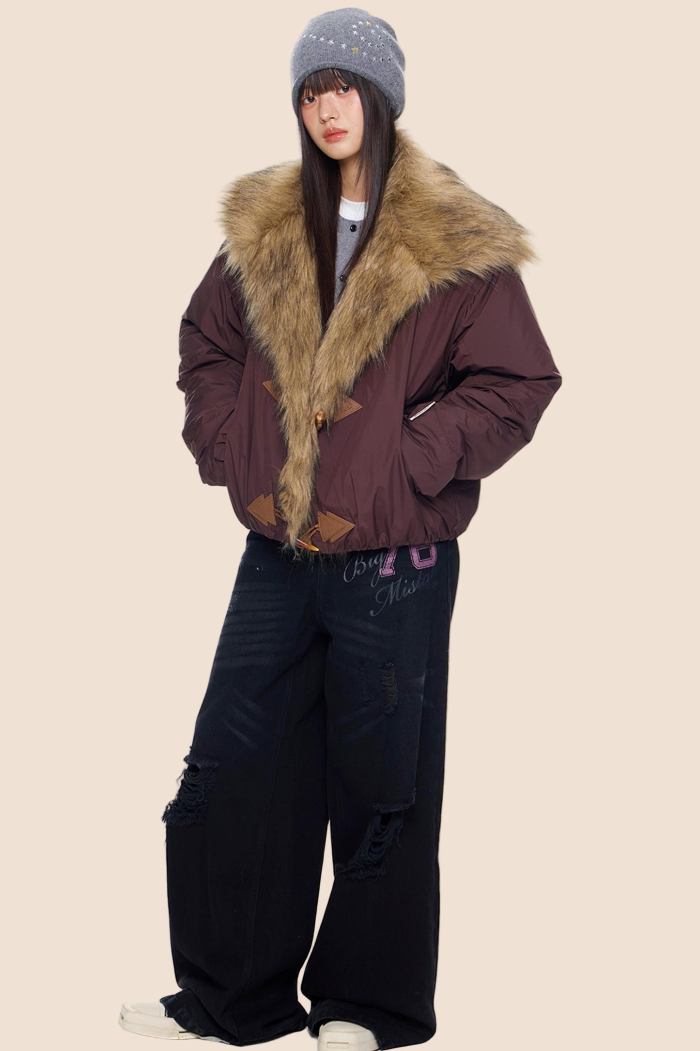 Fur Collar Toggle Jacket