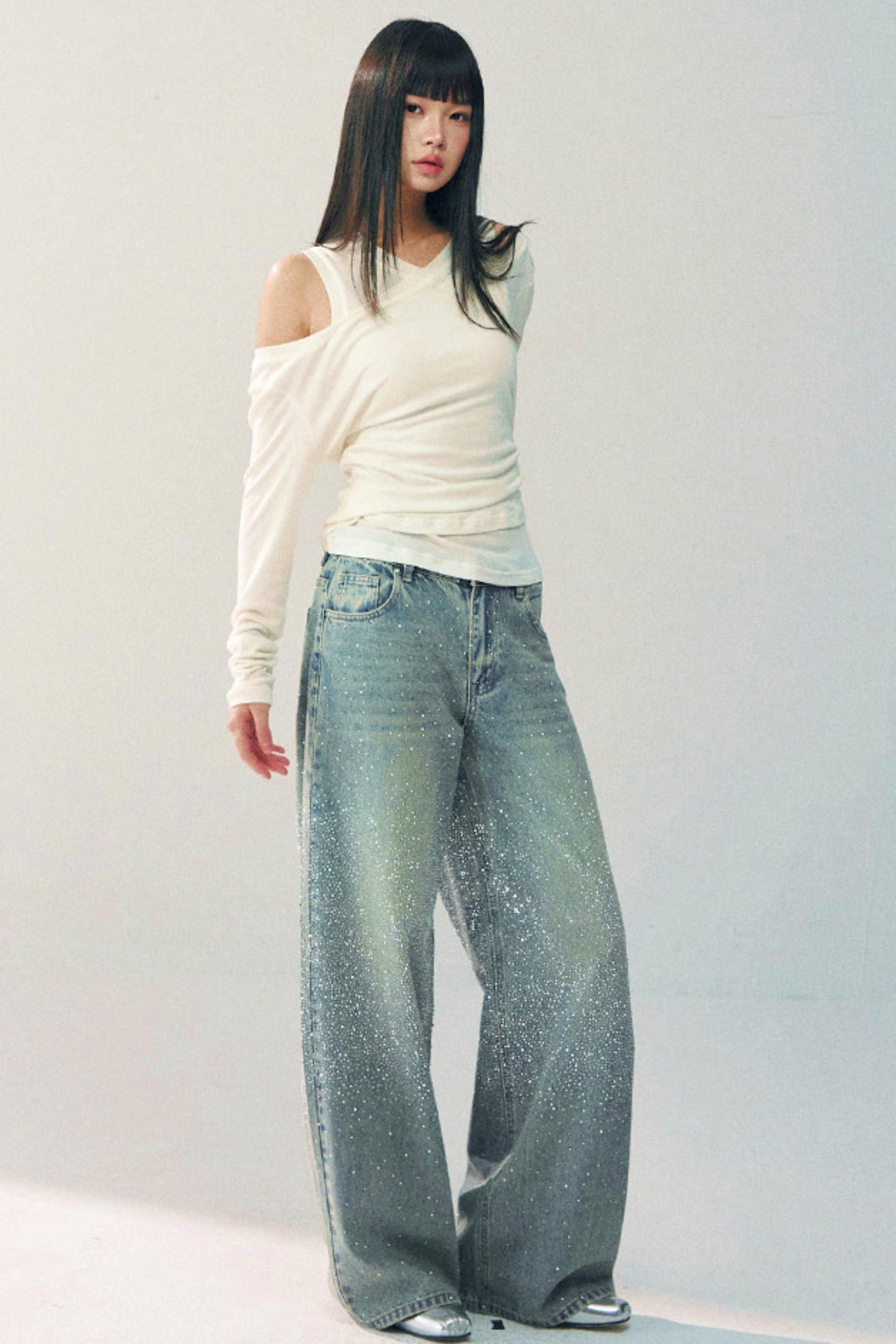 White Tencel Wool Knitwear Set