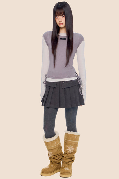 Woolen Pleated Skirt