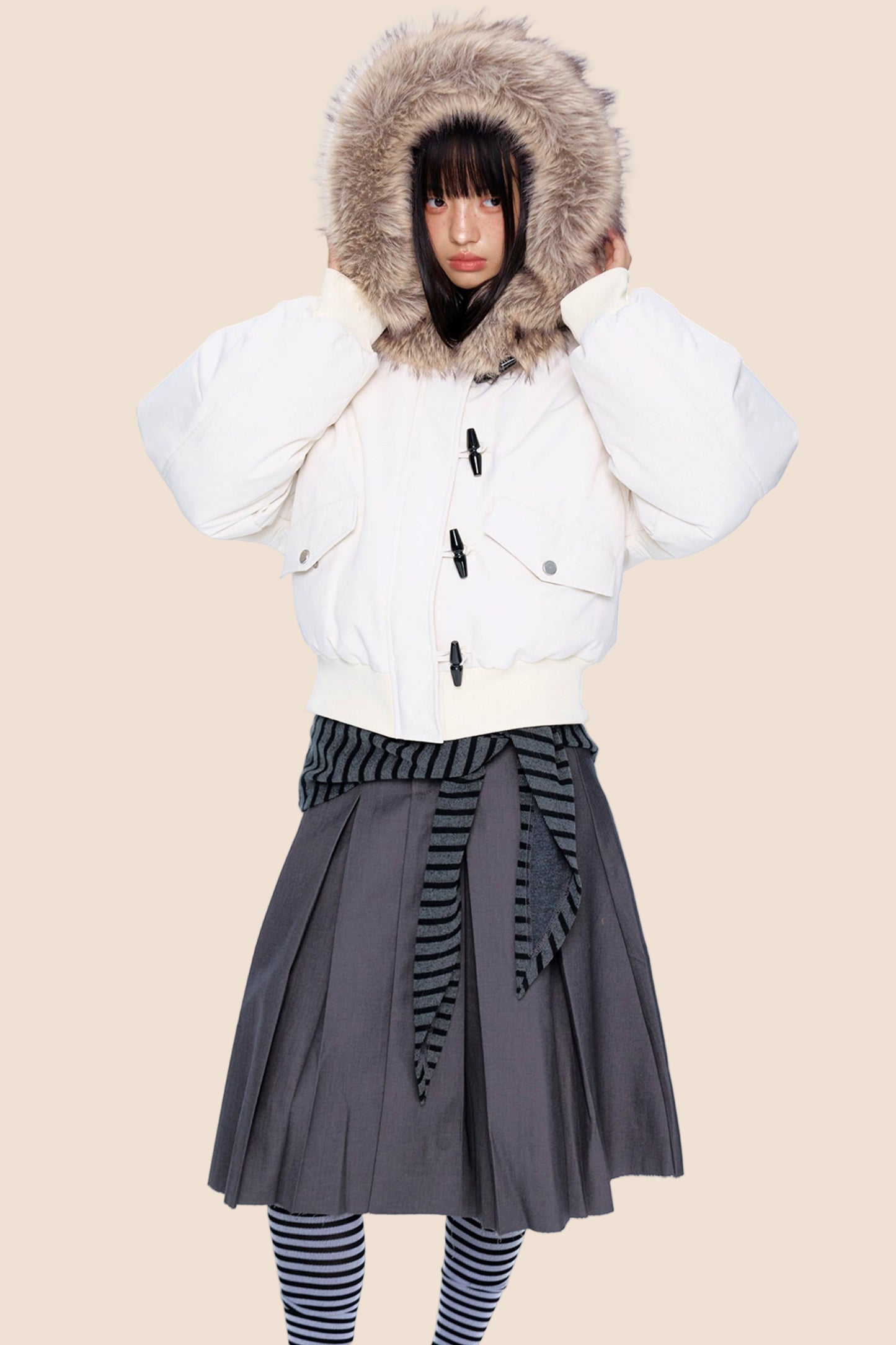 Large Fur Collar Parka Jacket
