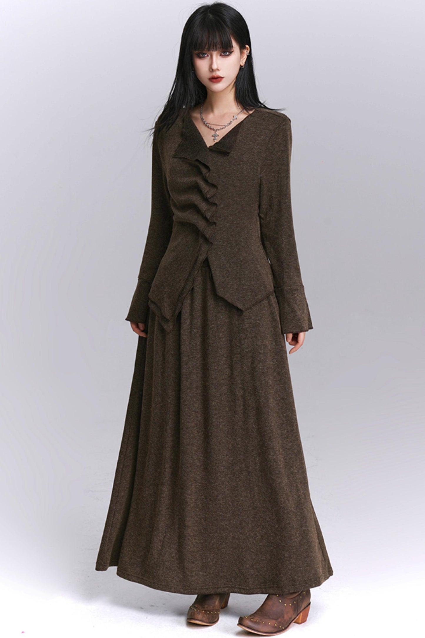 Chic Gray Two-Piece Suit Skirt Set-Up