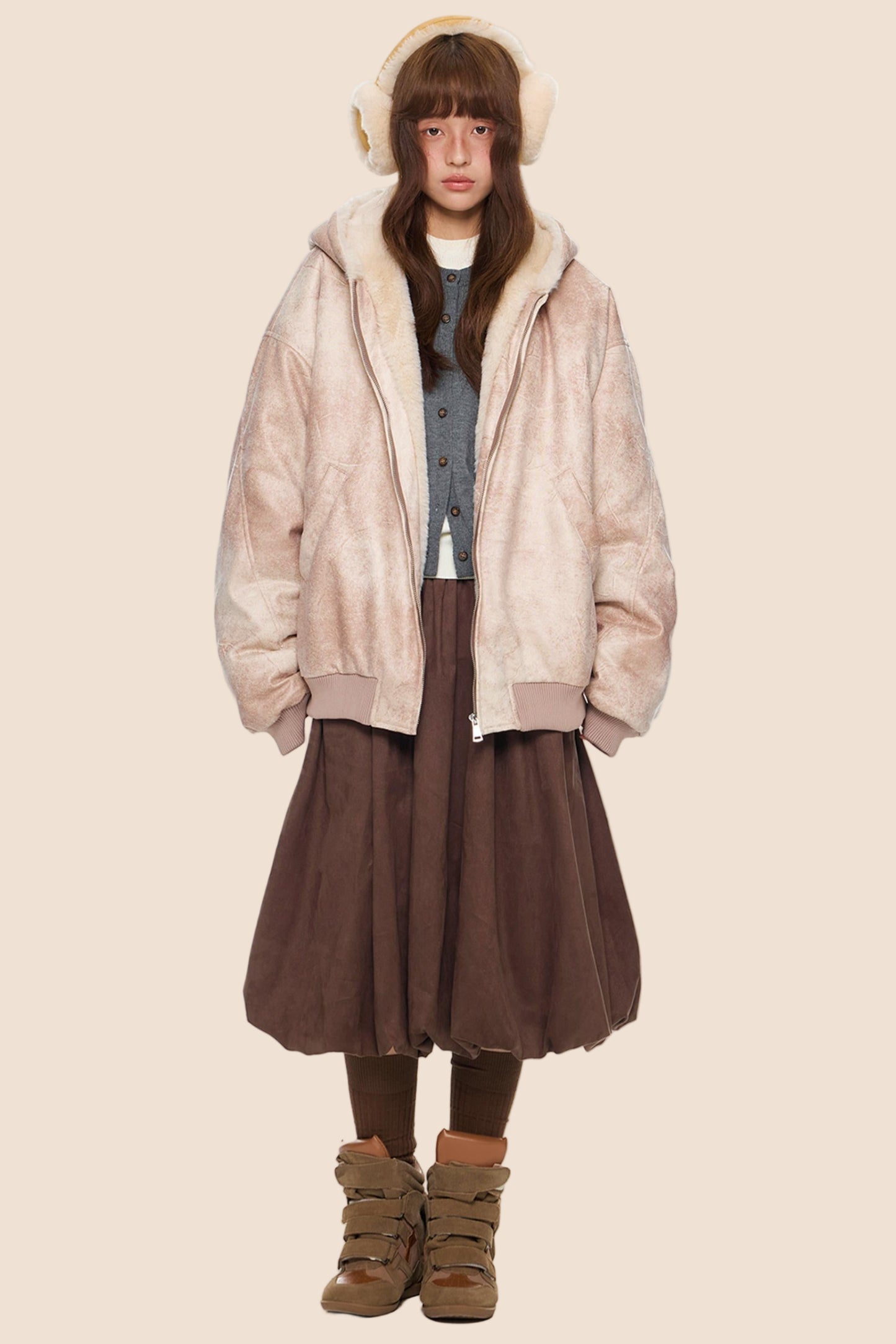 Furry Hooded Leather Jacket