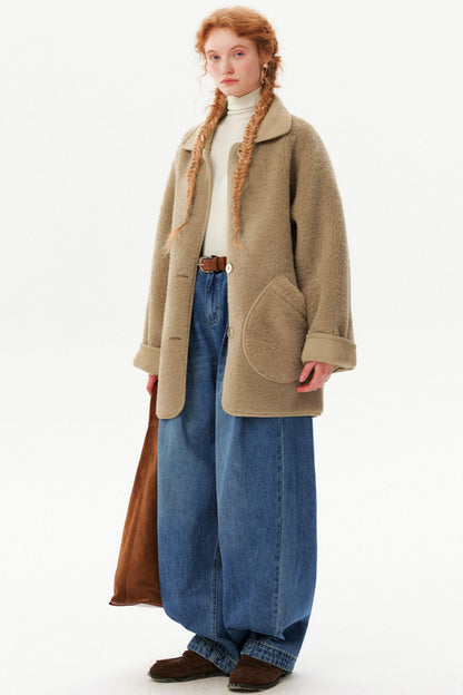 Retro Suede Lamb Wool Coat