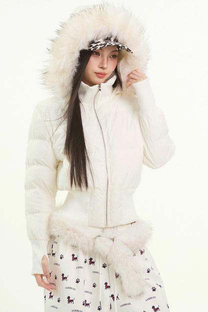 White Fur Collar Cotton Jacket