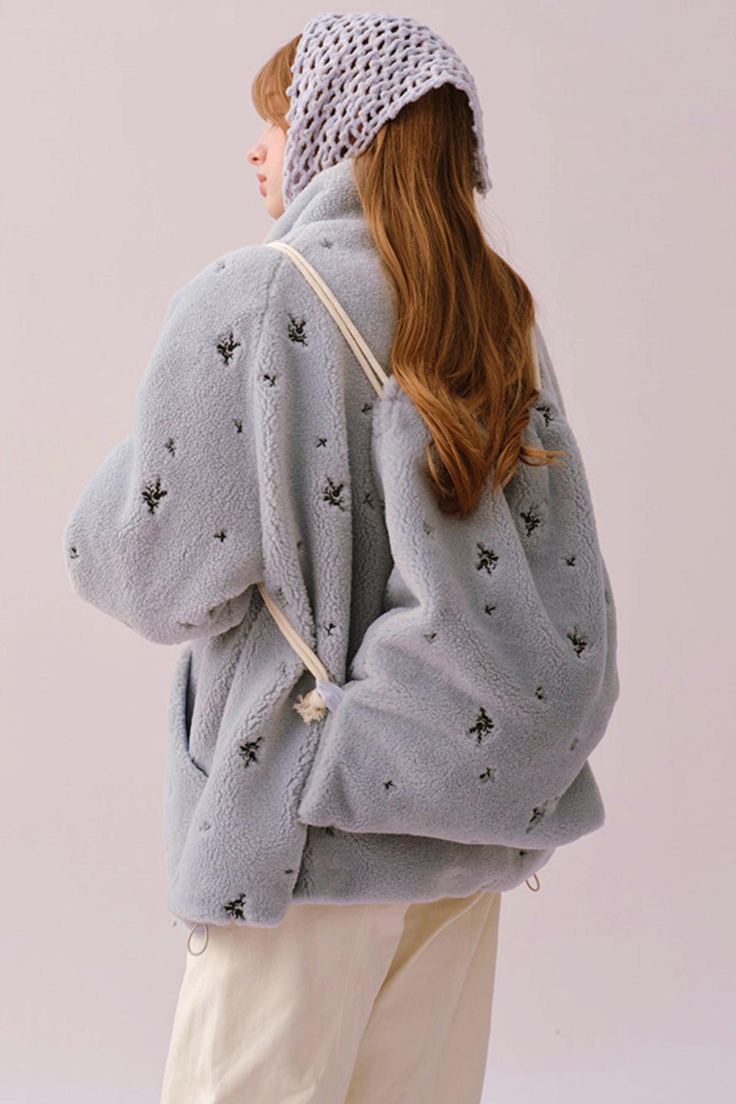 Soft Velvet Floral Backpack