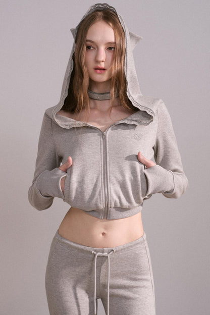 Short Hoodie Cardigan Set-Up