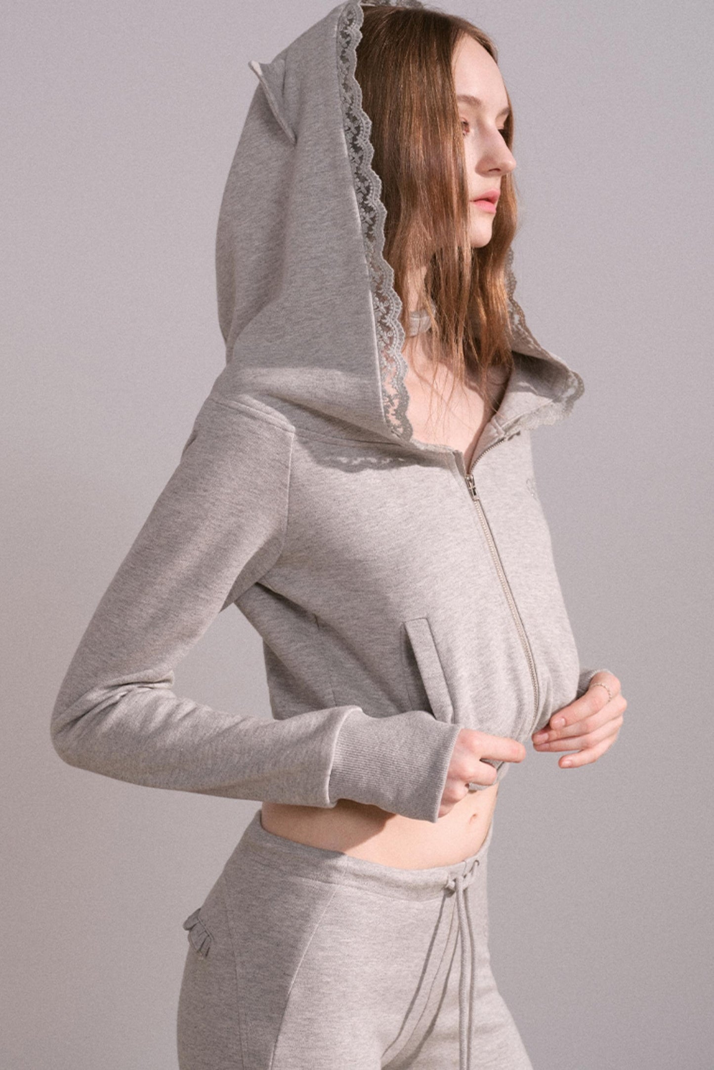Short Hoodie Cardigan Set-Up