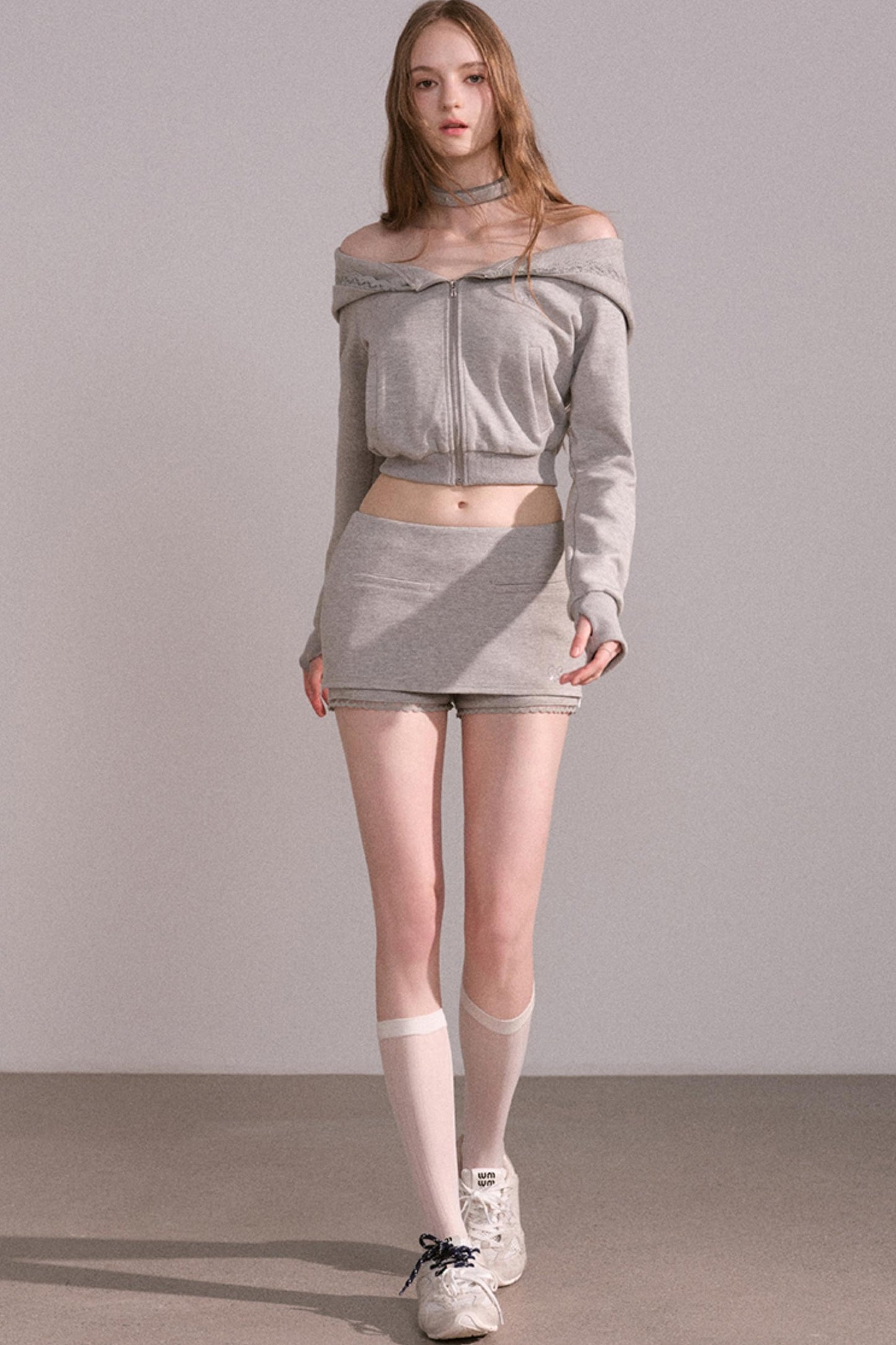 Short Hoodie Cardigan Set-Up