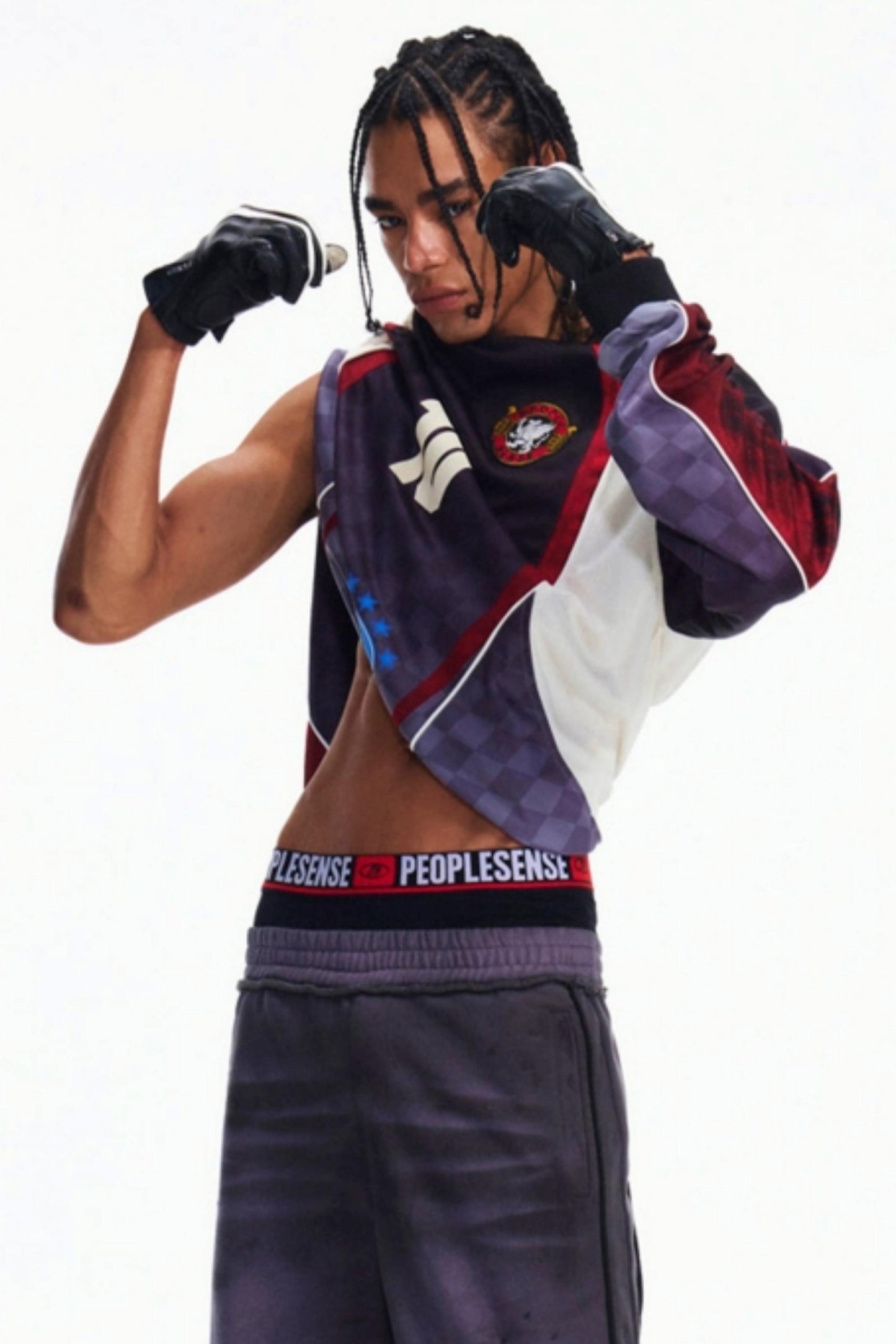 Diagonal Check Sleeve T-Shirt