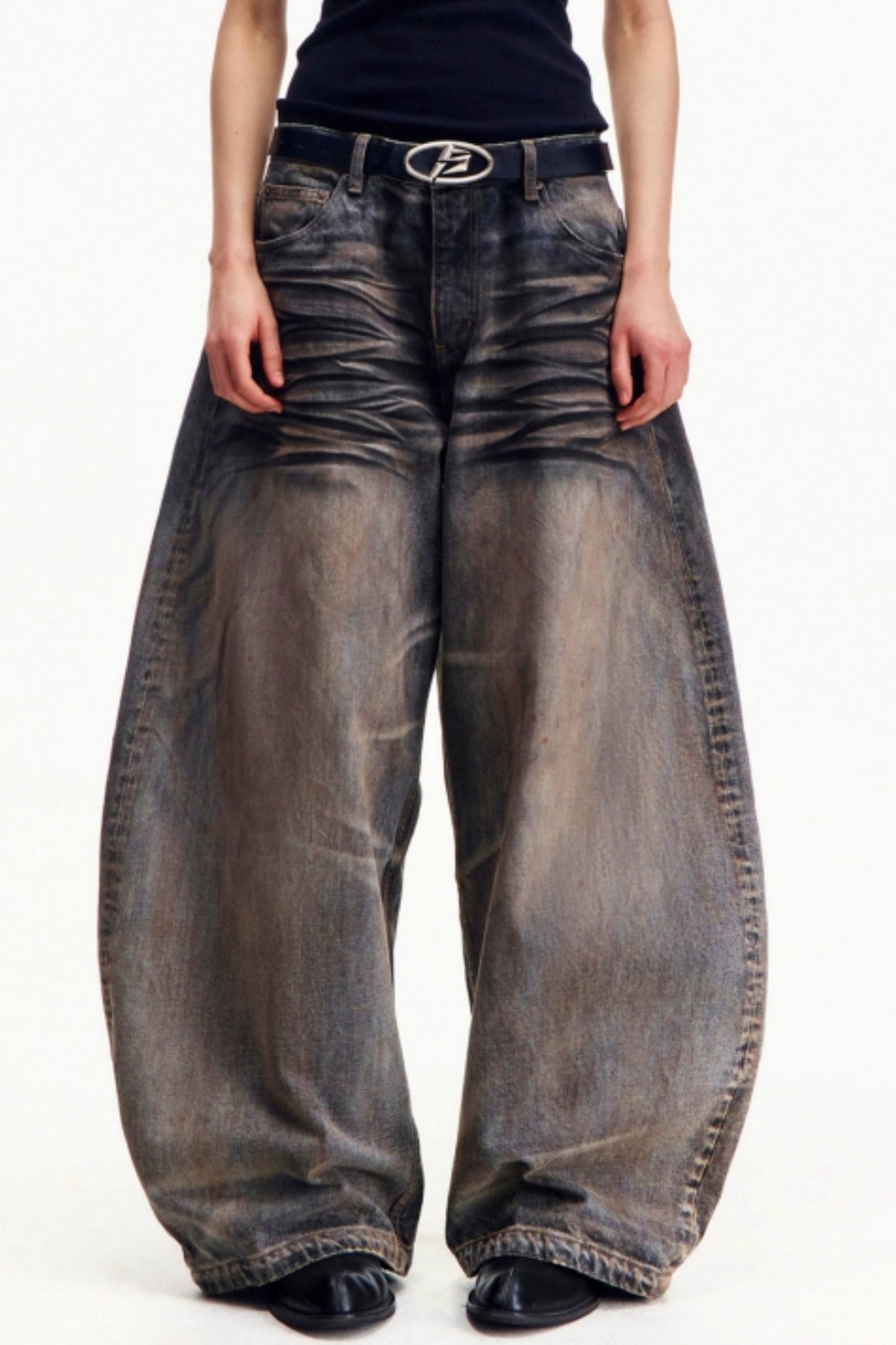 Retro Washed Wide-Leg Jeans