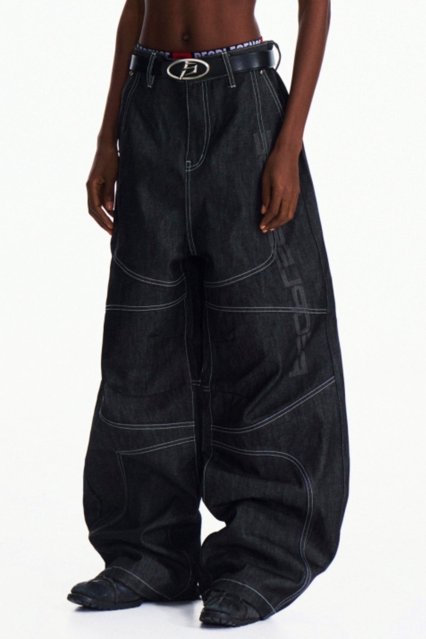 Dark Blue Wide-Leg Pants
