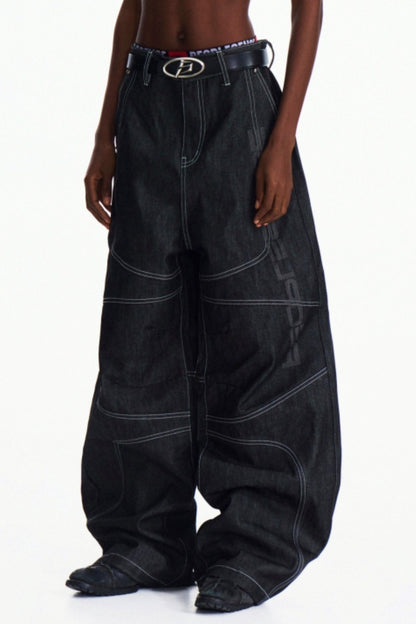 Dark Blue Wide-Leg Pants