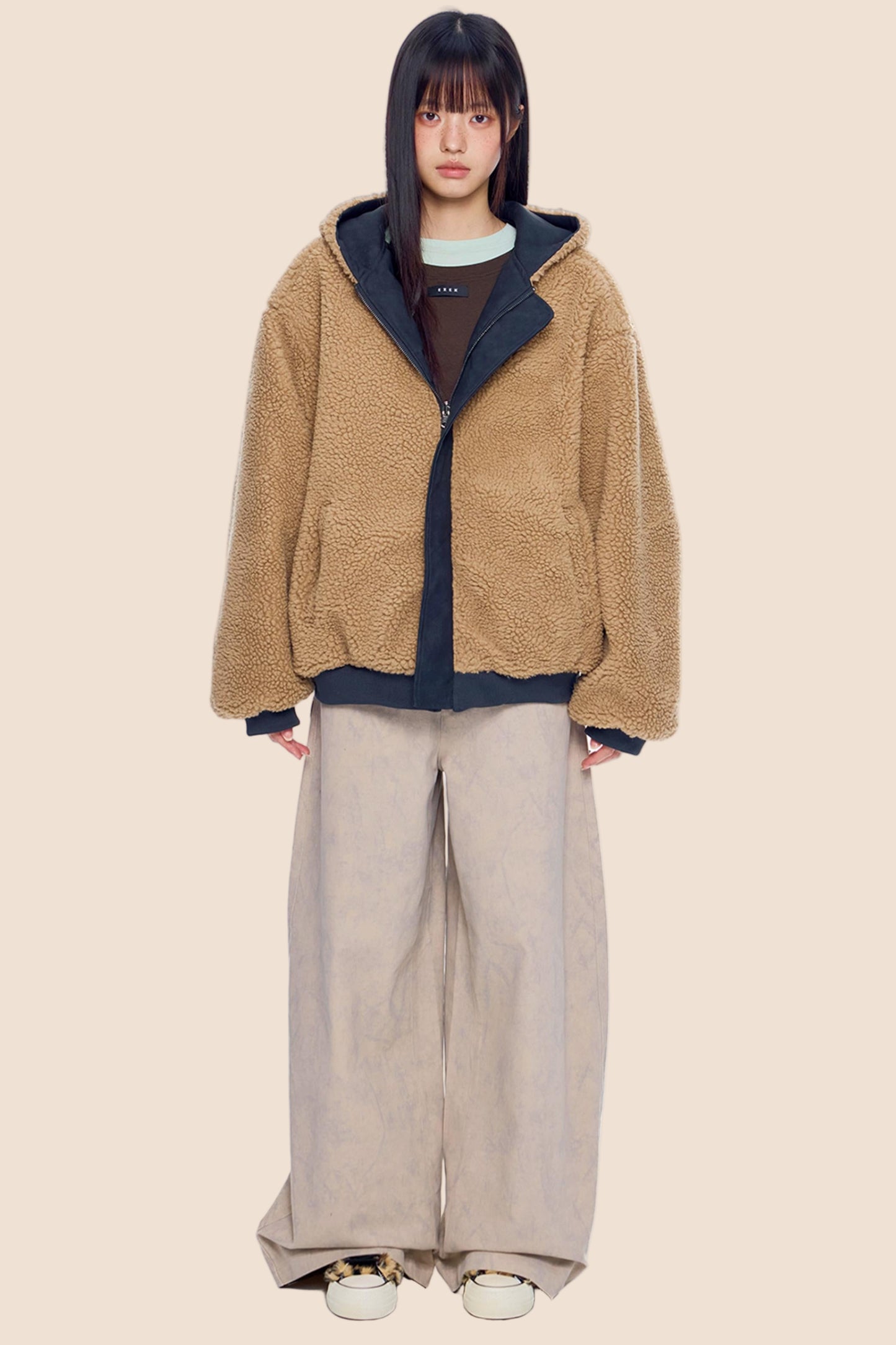 Faux Shearling Color-Block Jacket