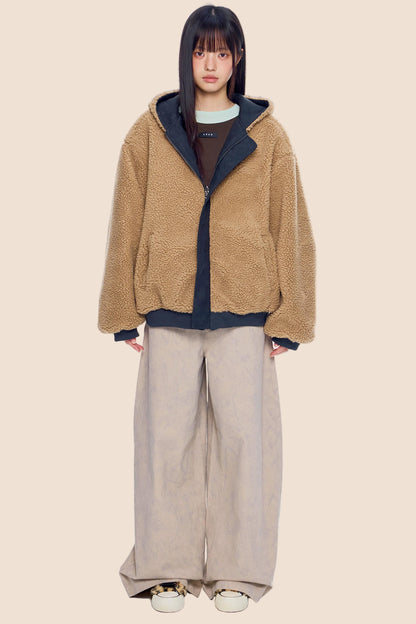 Faux Shearling Color-Block Jacket