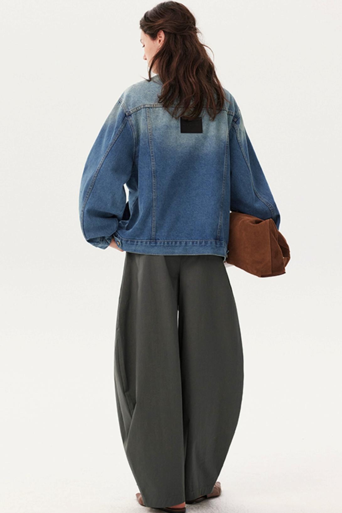 Paper Texture Pleated Scimitar Pants