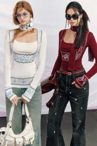 Fair Isle Jacquard Knit Sweater