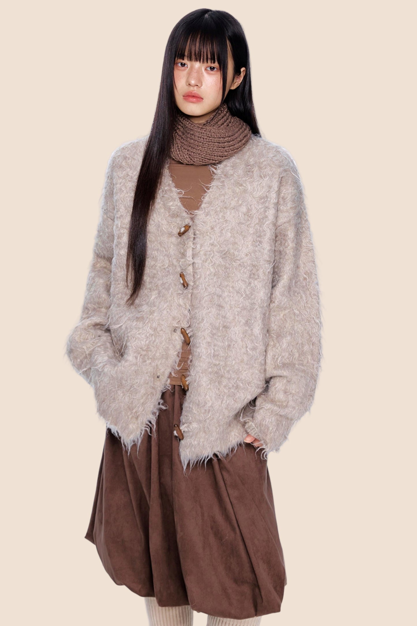 Retro Brushed Knit Cardigan