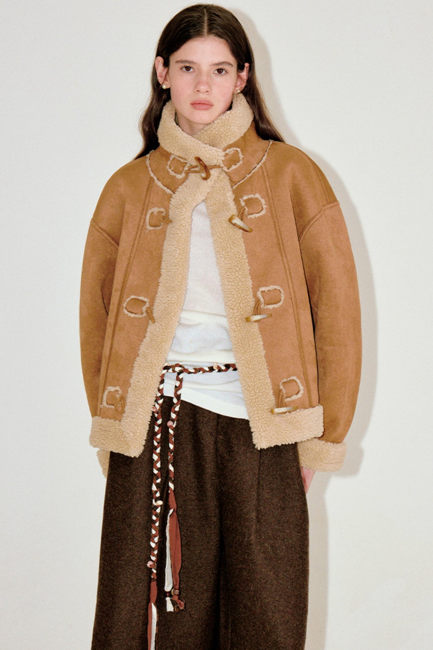 High-Neck Faux Fur Coat