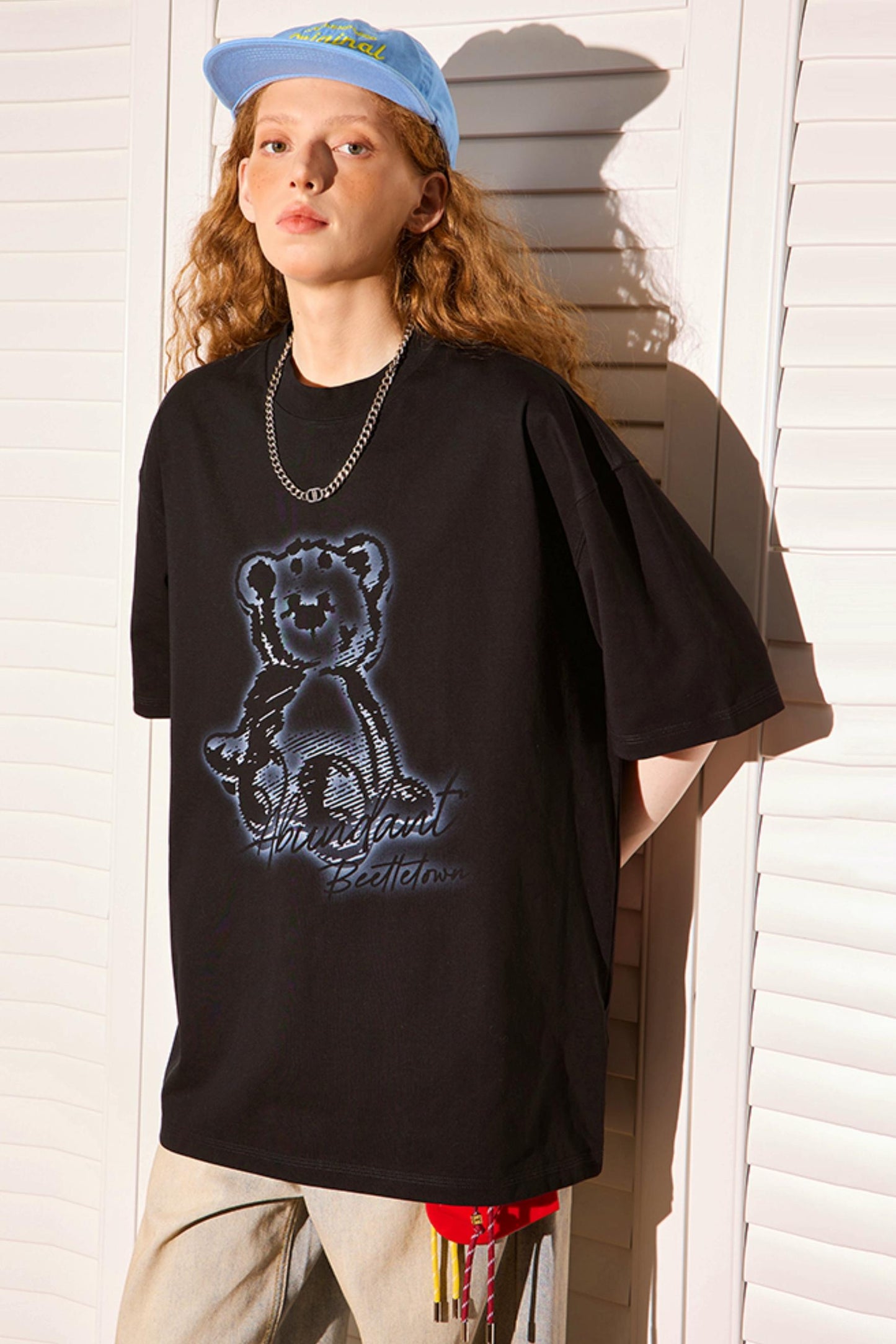 Retro Cartoon Bear Peplum Tee