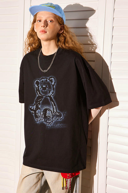 Retro Cartoon Bear Peplum Tee