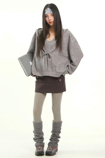 Korean Gray Hooded Sweatshirt