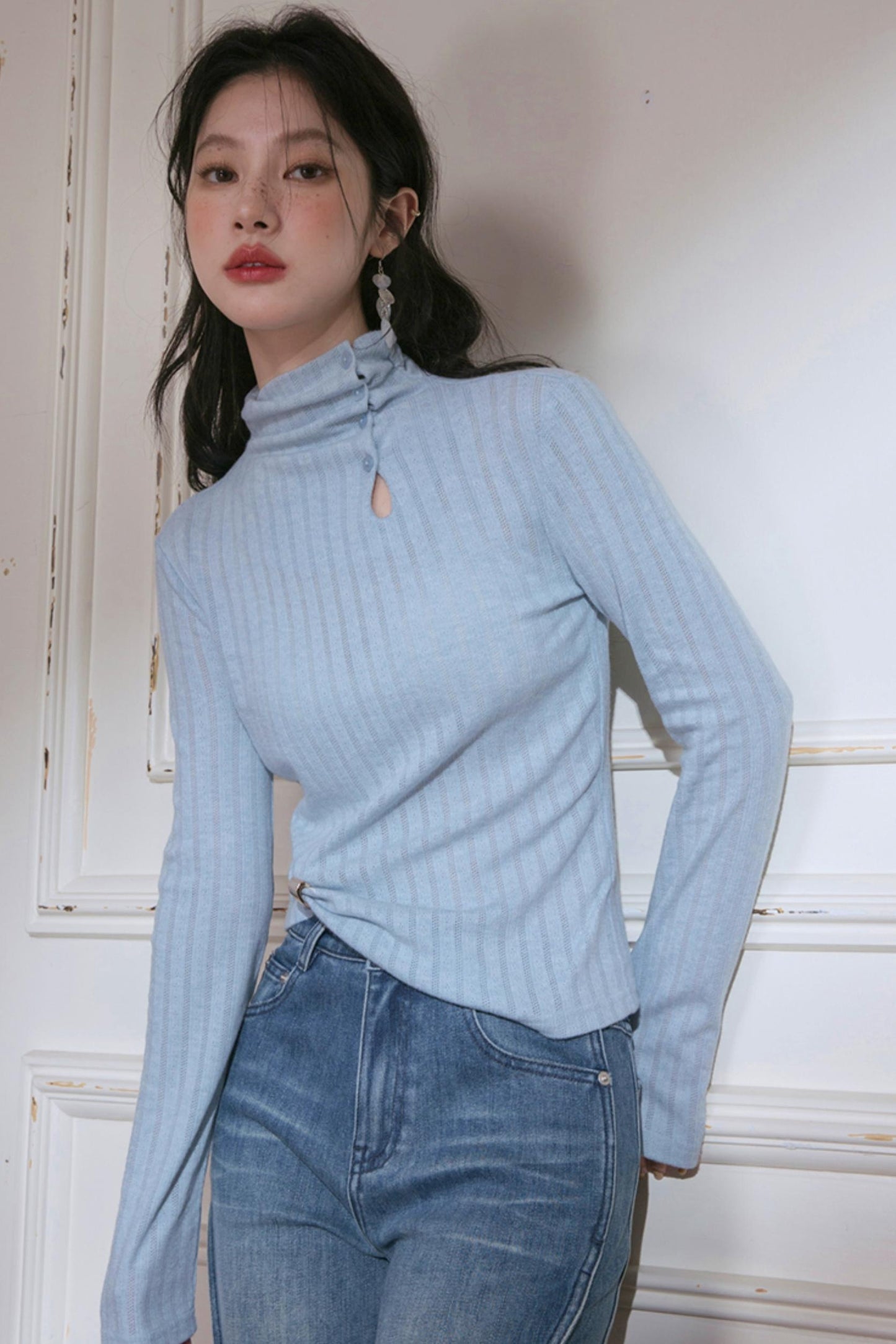 Oxygen Blue Turtleneck Sweater
