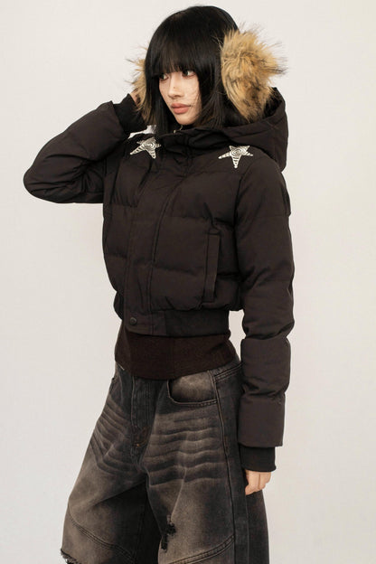 Retro Black Hooded Jacket