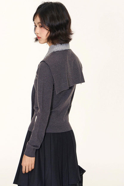 Navy Collar Knit Sweater