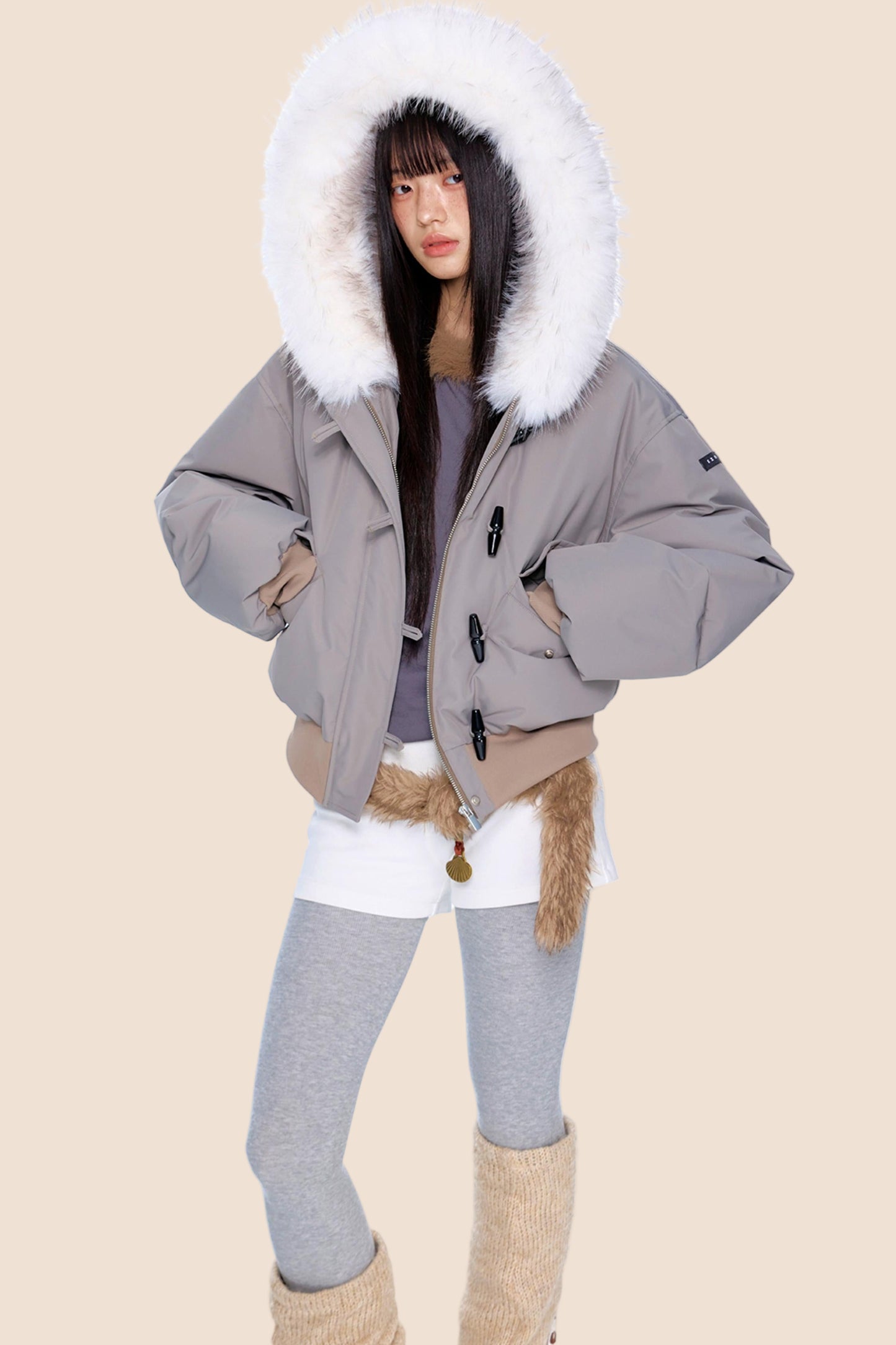 Large Fur Collar Parka Jacket